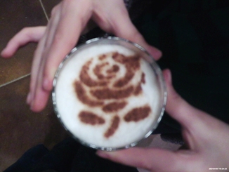 Cinnamon Rose on a latte by Betsy