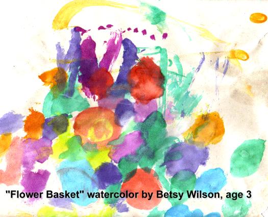 Flower Basket, watercolor by Betsy, age 3